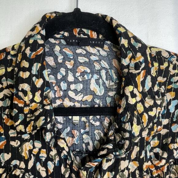 Jane and Delancey Blouse SZ XL Button Down Boho Abstract Gold MetallicThread - Picture 5 of 14